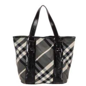 AUTHENTIC Burberry Black Supernova Coated Check Tote Bag